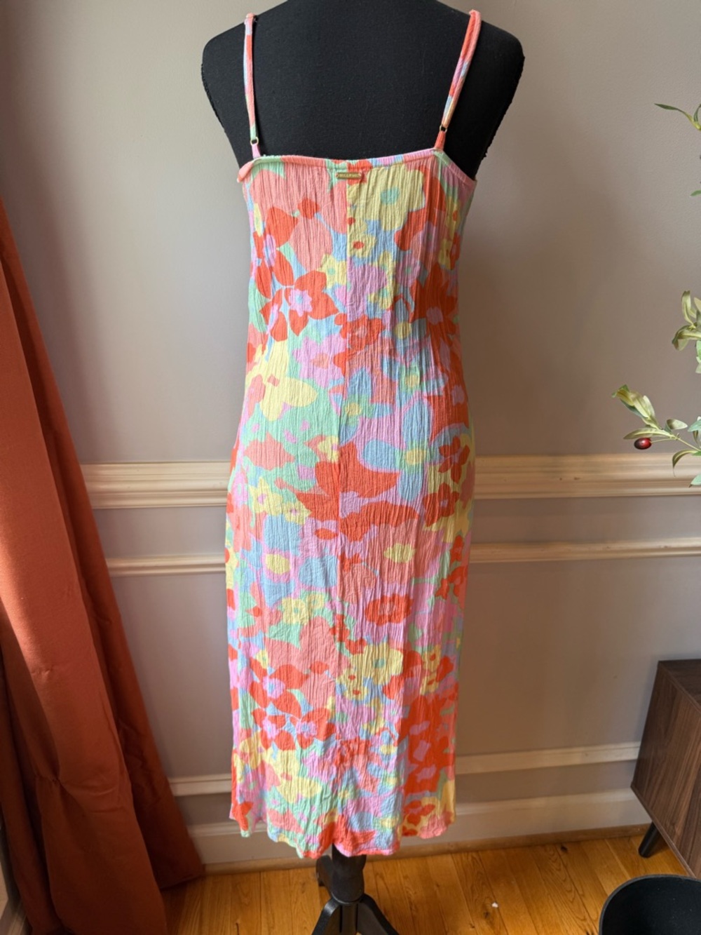 Billabong Floral Slip Dress Midi Colorful Strappy Viscose S - Picture 2 of 10